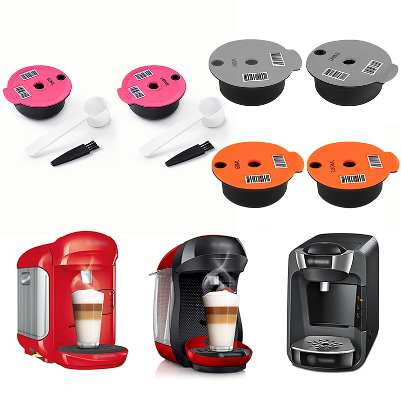 

Coffee Machine Reusable Capsule Coffee Cup Filter Baskets Pod And Spoon Brush For Bosch-s Tassimo Cafe Kitchen Gadgets