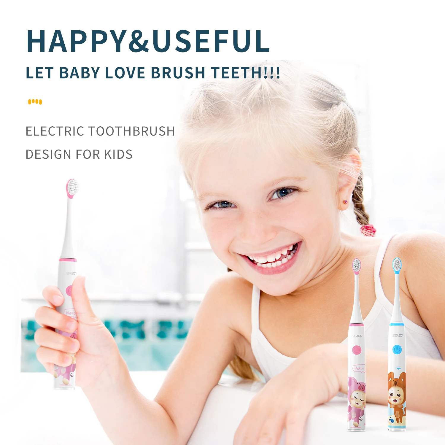 SEAGO Sonic Electric Toothbrush Upgraded Kid Safety Automatic Toothbrush USB Rechargeable with 2 pcs Replacement Brush Head SK2
SEAGO Sonic Electric Toothbrush Upgraded Kid Safety Automatic Toothbrush USB Rechargeable with 2 pcs Replacement Brush Head SK2