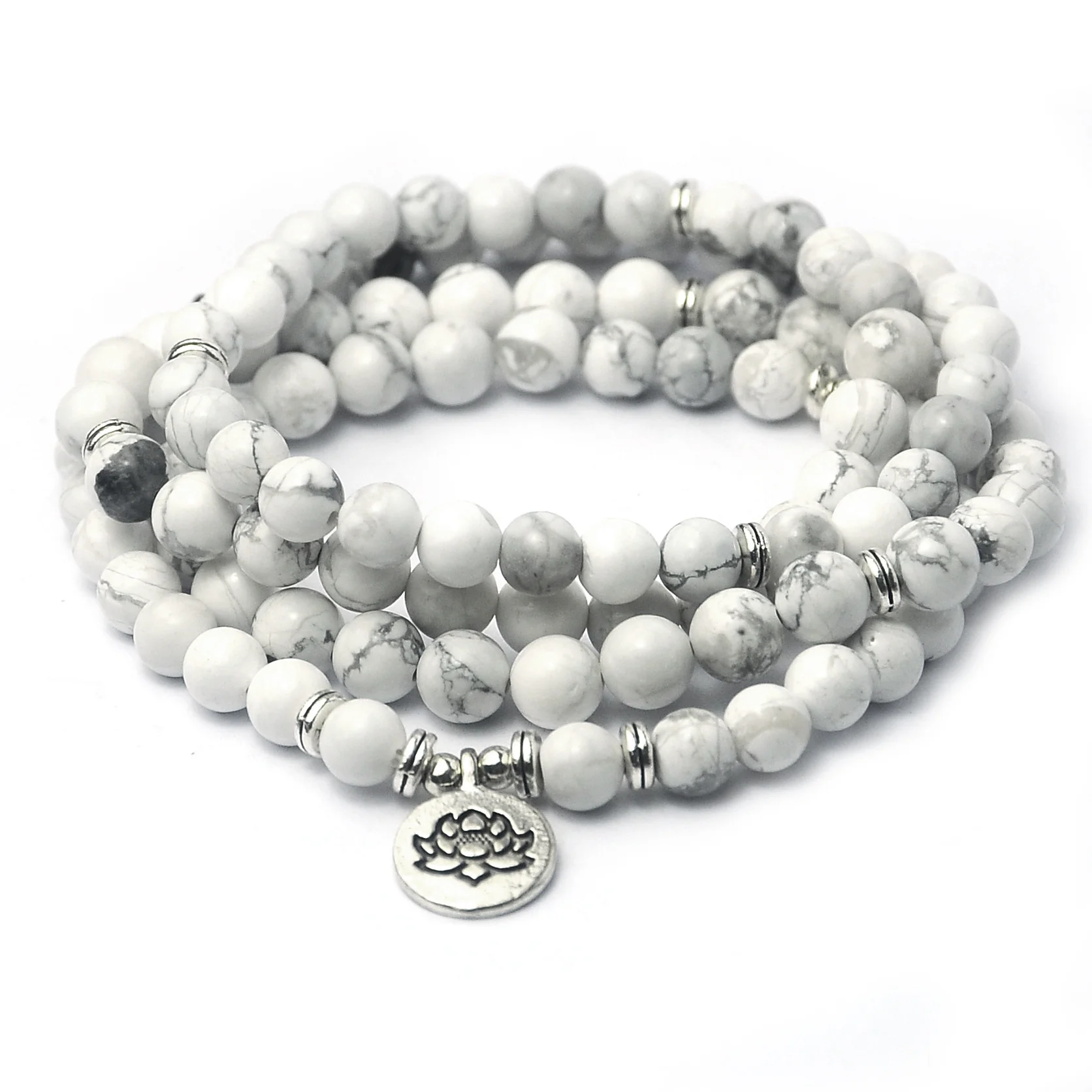 108 Mala Beads Bracelet For Women Howlite Natural Stone With Lotus 3D Buddha Charm Yoga Jewelry
108 Mala Beads Bracelet For Women Howlite Natural Stone With Lotus 3D Buddha Charm Yoga Jewelry