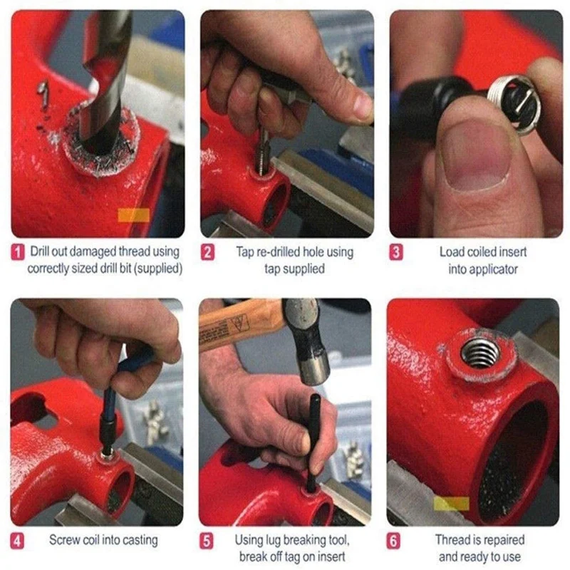 25 Piece Thread Repair Kit M6 x 1.0mm Thread Repair Insert Kit Compatible Hand Tool Set for Auto Repairing 
25 Piece Thread Repair Kit M6 x 1.0mm Thread Repair Insert Kit Compatible Hand Tool Set for Auto Repairing
