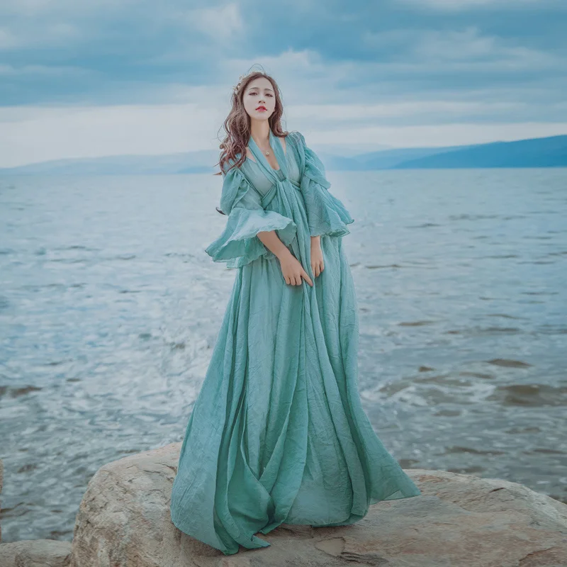 Wenfly Women New V-neck Buttons Back Flare Sleeve Bandage Fairy Sweet Maxi Vintage Dress Elegance Beach Ankle-Length Dresses
Wenfly Women New V-neck Buttons Back Flare Sleeve Bandage Fairy Sweet Maxi Vintage Dress Elegance Beach Ankle-Length Dresses