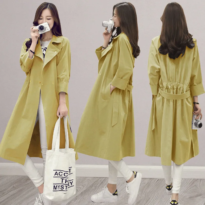 Korean Version New Windbreaker Long Fashion Dark buckle Long-Sleeved Belt jackets Spring Autumn Casual Coat Ladies Jacket 2020
Korean Version New Windbreaker Long Fashion Dark buckle Long-Sleeved Belt jackets Spring Autumn Casual Coat Ladies Jacket 2020