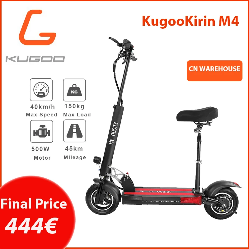 CN DDP KUGOO Kirin M4 Electric Scooter Folding Electric Skateboard 10Inches VacuumTire 500W 45/40KM/H DiscBrake 150KG Loading
CN DDP KUGOO Kirin M4 Electric Scooter Folding Electric Skateboard 10Inches VacuumTire 500W 45/40KM/H DiscBrake 150KG Loading