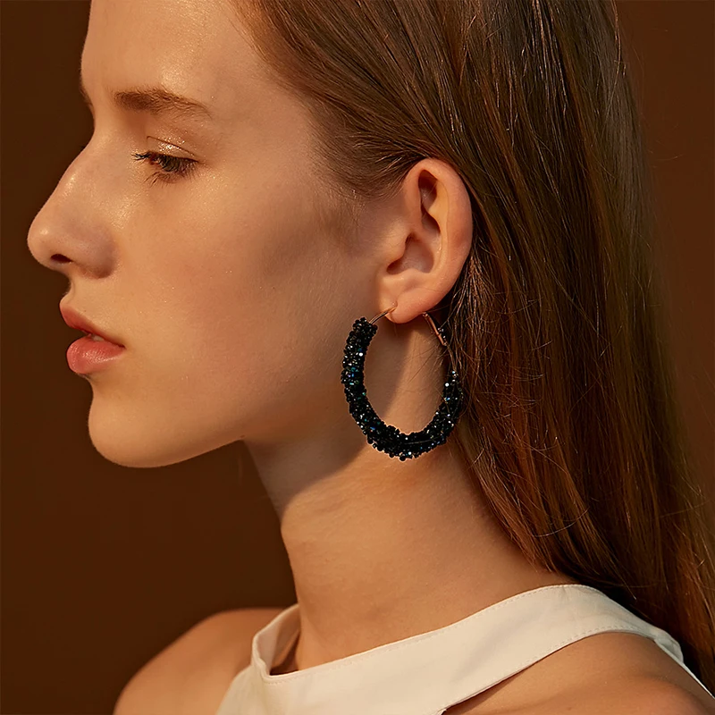 Fashion Korean Statement Crystal Big Hoop Earrings For Women Bohemian Gold Color Round Large Earrings Brincos 2021 Trend Jewelry
Fashion Korean Statement Crystal Big Hoop Earrings For Women Bohemian Gold Color Round Large Earrings Brincos 2021 Trend Jewelry