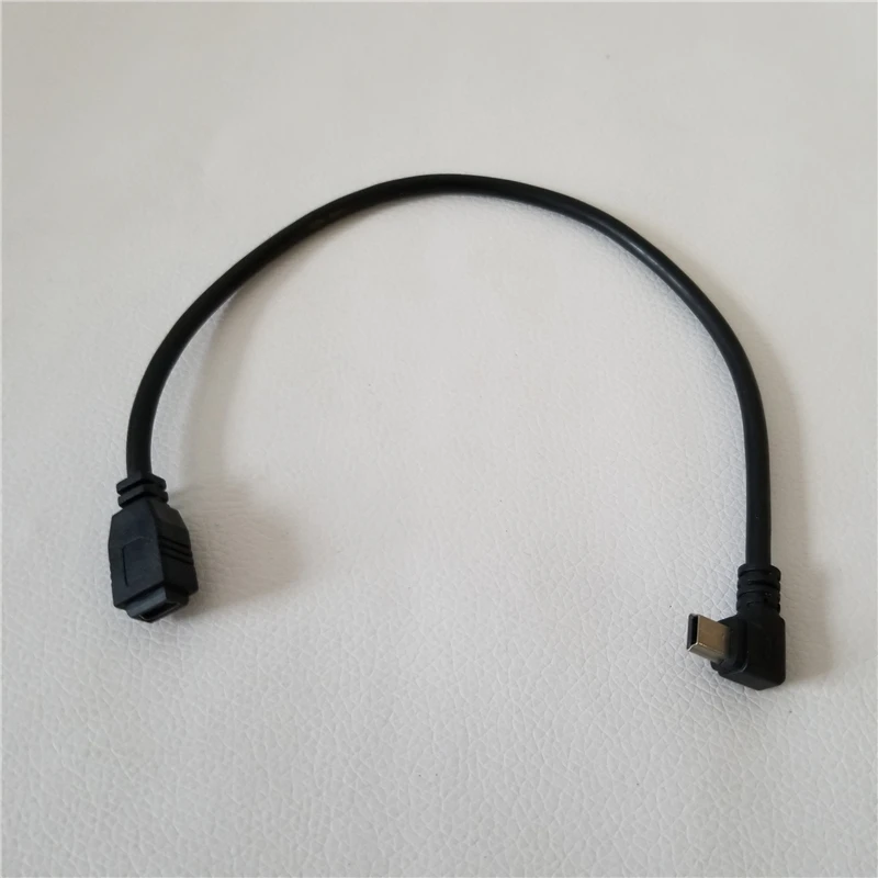 

90 Degree Mini USB Left Angle Male to Mini USB Female Adapter Data Cable for MP4 Phone PSP 25cm Black