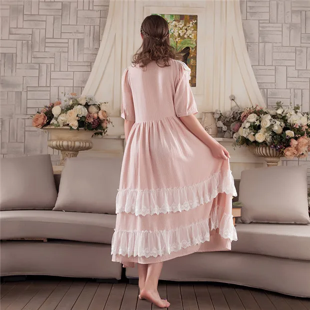 Half-Sleeve Lace Nightdress for Women Court Style Striped Cute Plus Size Nightgown Cotton Soft Comfortable Sleepwear Summer
Half-Sleeve Lace Nightdress for Women Court Style Striped Cute Plus Size Nightgown Cotton Soft Comfortable Sleepwear Summer