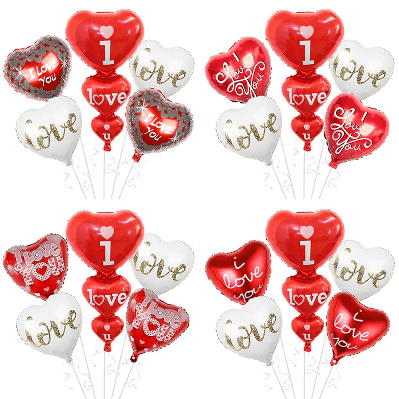 

5Pcs Red Ligatures Love Heart Foil Balloons Air Helium Globos Birthday Party Wedding marriage Valentine's Day Decoration Ballons