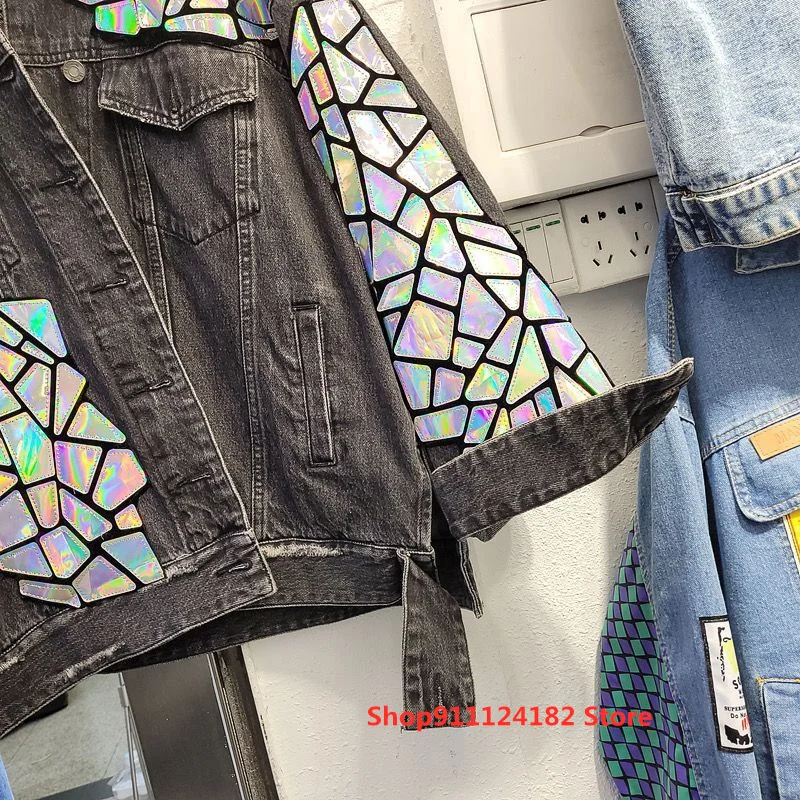 European Goods Tide Brand Heavy Industry Cool Laser Sequin Patch Loose Large Size Cardigan Denim Jacket Female New Spring
European Goods Tide Brand Heavy Industry Cool Laser Sequin Patch Loose Large Size Cardigan Denim Jacket Female New Spring