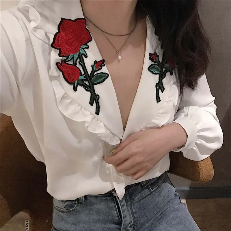 V Neck Rose Retro Women Shirt White Loose Casual Women Tops Long Sleeve Plus Size Fashion Party Women Clothes Street BB60NCS
V Neck Rose Retro Women Shirt White Loose Casual Women Tops Long Sleeve Plus Size Fashion Party Women Clothes Street BB60NCS