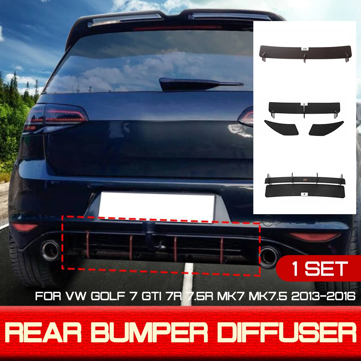Black Matte Car Rear Bumper Diffuser Tail Apron Flaps Side Splitters Fits for VW Golf 7 GTI 7R 7.5R MK7 MK7.5 2013-2016
Black Matte Car Rear Bumper Diffuser Tail Apron Flaps Side Splitters Fits for VW Golf 7 GTI 7R 7.5R MK7 MK7.5 2013-2016