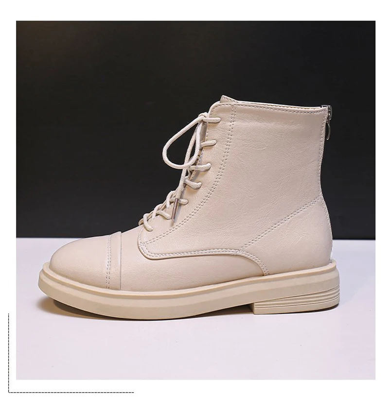 Women Leather Boots Female Autumn Winter Low Heels Cross Strap Shoes Woman Round Toe Lace Up Black Beige Short Boots
Women Leather Boots Female Autumn Winter Low Heels Cross Strap Shoes Woman Round Toe Lace Up Black Beige Short Boots