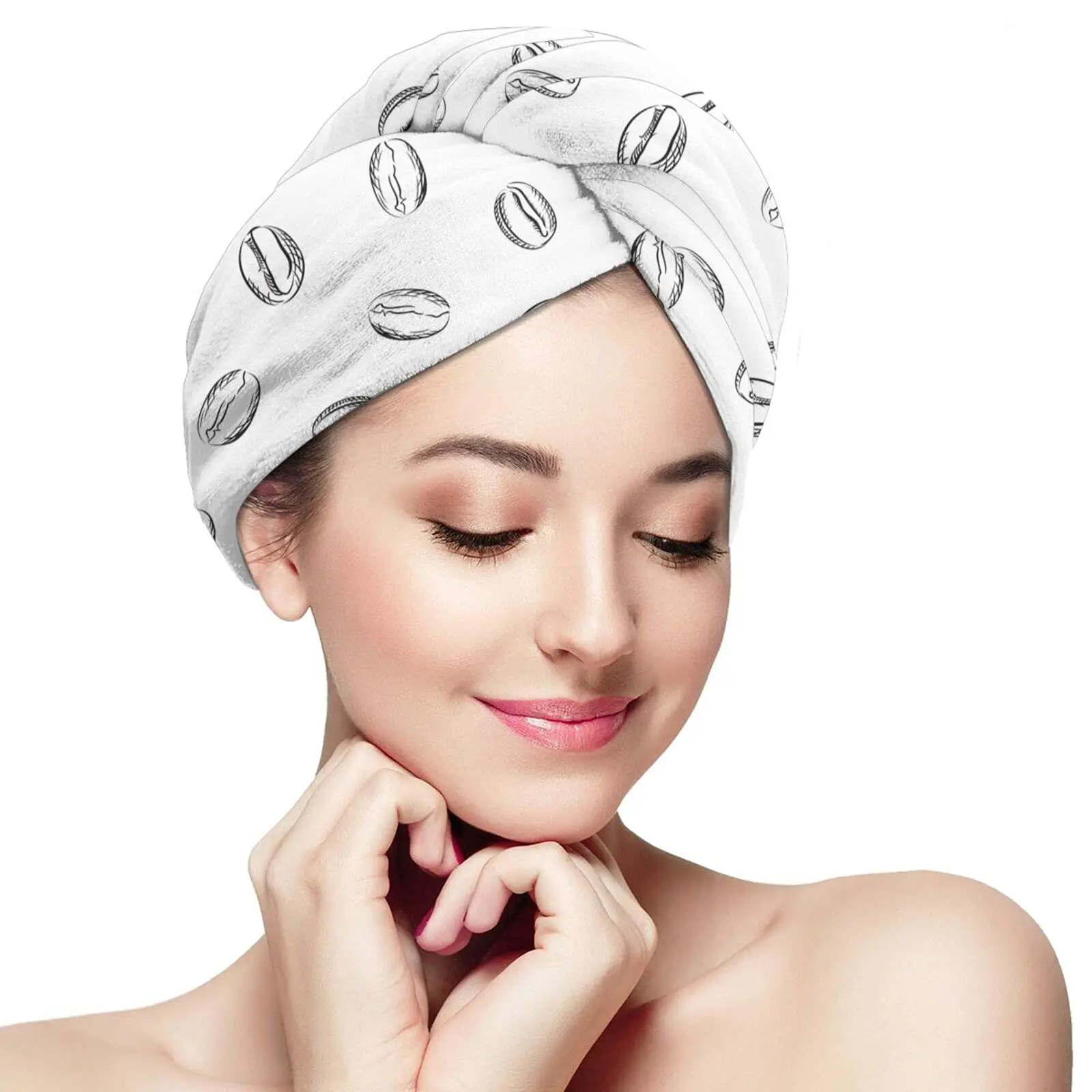 Sketch Black Coffee Bean Pattern Super Absorbent Wrap Shower Cap Ladies Towel Quick-drying Headscarf Wrap Cap 
Sketch Black Coffee Bean Pattern Super Absorbent Wrap Shower Cap Ladies Towel Quick-drying Headscarf Wrap Cap