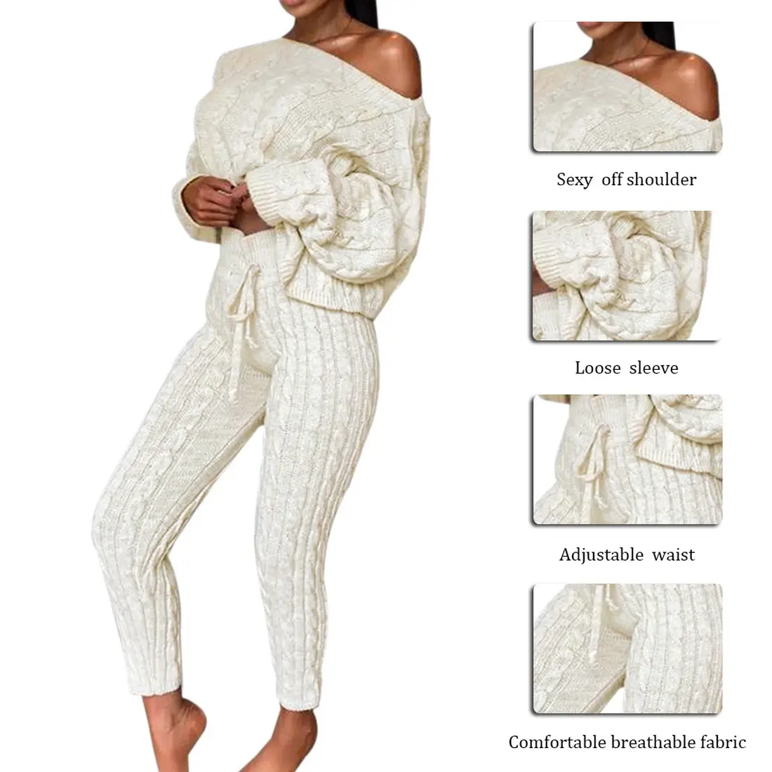 Women's Casual Knit 2 Piece Sets Autumn Winter Outfit Long Sleeve Sweater Pullover Crop Top And Pants Female Sexy Set
Women's Casual Knit 2 Piece Sets Autumn Winter Outfit Long Sleeve Sweater Pullover Crop Top And Pants Female Sexy Set