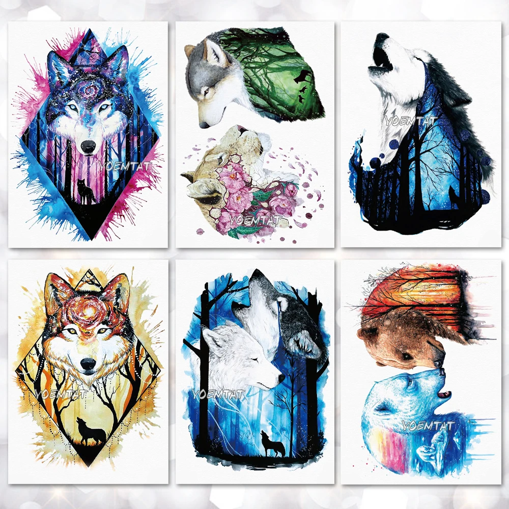 Waterproof Temporary Tattoo Sticker Watercolor wolf tiger fox pattern tattoo translated tatto body art fake tattoo for women men
Waterproof Temporary Tattoo Sticker Watercolor wolf tiger fox pattern tattoo translated tatto body art fake tattoo for women men
