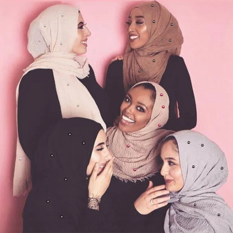Мусульманская голова хиджаб хорошее качество шарф многоцветный жемчуг хлопок
