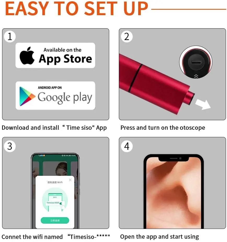 Wireless Otoscope Ear Camera 3.9mm 720P HD WiFi Ear Scope with 6 LED Lights for Kids and Adults Support Android and iPhone
Wireless Otoscope Ear Camera 3.9mm 720P HD WiFi Ear Scope with 6 LED Lights for Kids and Adults Support Android and iPhone