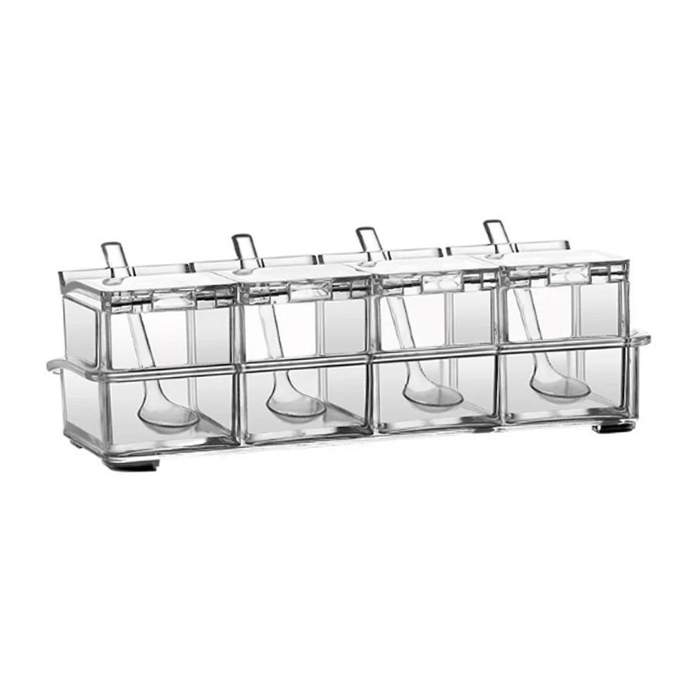 4 Cells Spice Rack Organizer Sugar Bowl Salt Shaker Transparent Seasoning Container Spice Boxes Kitchen Supplies Storage Set
4 Cells Spice Rack Organizer Sugar Bowl Salt Shaker Transparent Seasoning Container Spice Boxes Kitchen Supplies Storage Set