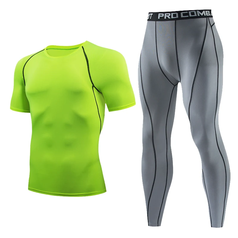 Men's Running Set Gym jogging thermo underwear xxxl skins Compression Fitness MMA rashgard male Quick-drying tights track suit