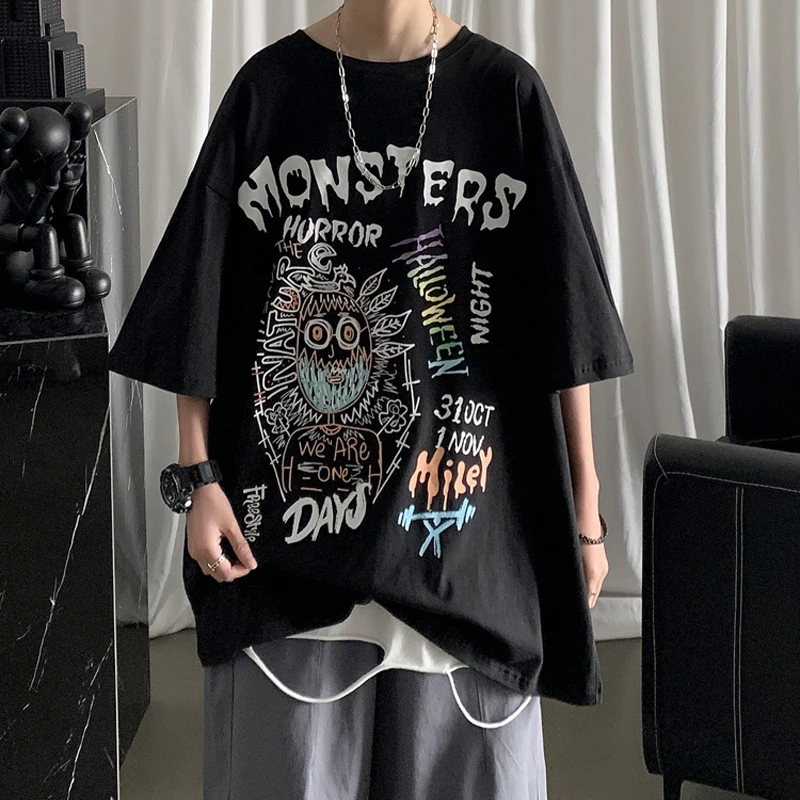 Men T-shirt 2021 New Arrival Summer Letter Male T-shirts Hip-hop Loose Cartoon Cotton Teenage Boy American Style Black White T25
Men T-shirt 2021 New Arrival Summer Letter Male T-shirts Hip-hop Loose Cartoon Cotton Teenage Boy American Style Black White T25