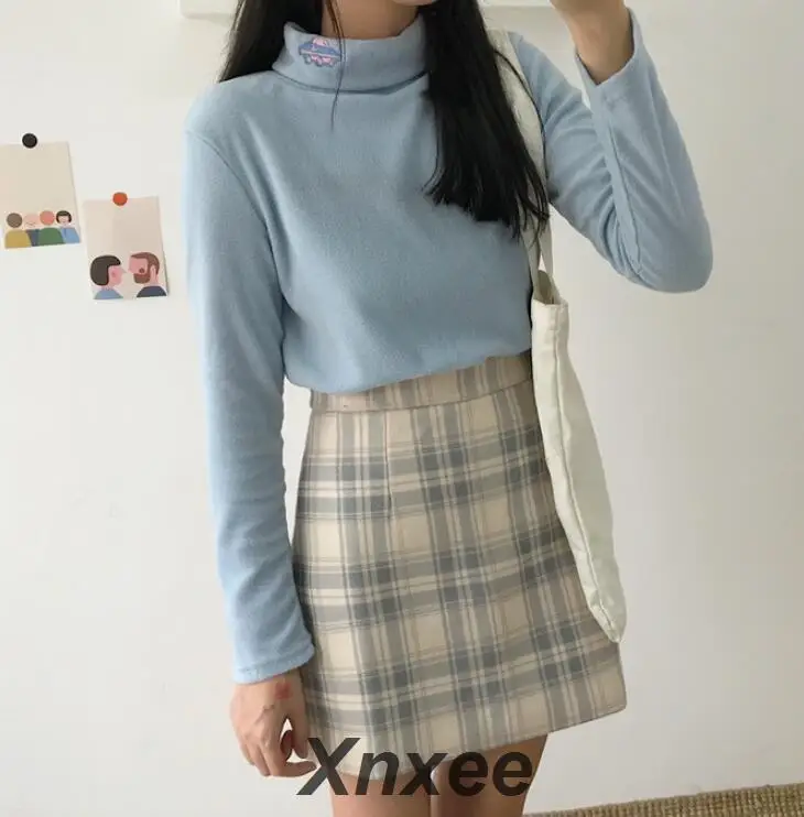 Winter new college embroidery half-high collar loose long-sleeved T-shirt Xnxee 
Winter new college embroidery half-high collar loose long-sleeved T-shirt Xnxee