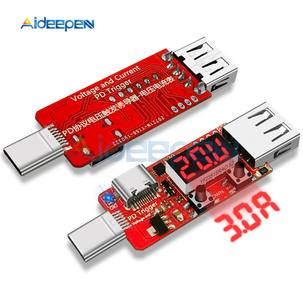 Type-c USB Quick Charger PD 3.0 2.0 5V 9V 12V 15V 20V Automatic Voltage Detector PD Charger Trigger Fixed Voltmeter Ammeter
Type-c USB Quick Charger PD 3.0 2.0 5V 9V 12V 15V 20V Automatic Voltage Detector PD Charger Trigger Fixed Voltmeter Ammeter