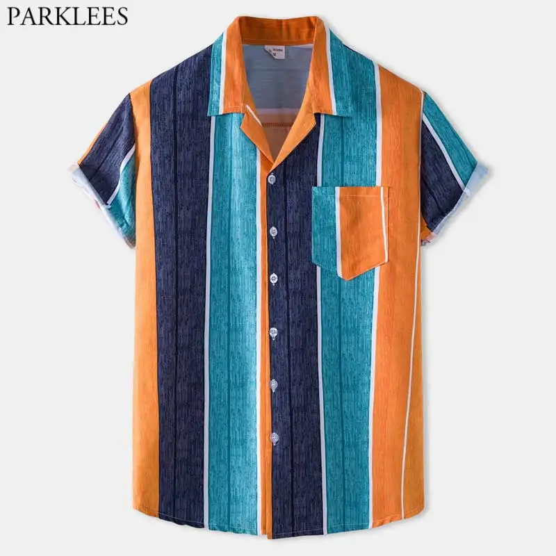 Лоскутная Вертикальная полосатая гавайская рубашка для мужчин 2021 летняя пляжная одежда с коротким рукавом Мужские Повседневные Вечерние р...
Лоскутная Вертикальная полосатая гавайская рубашка для мужчин 2021 летняя пляжная одежда с коротким рукавом Мужские Повседневные Вечерние р...