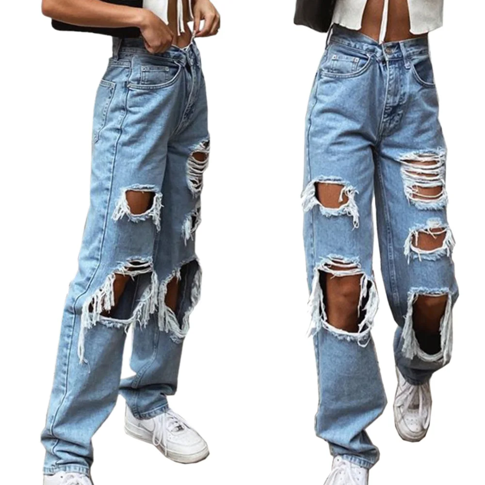 SHZQ Women's Fashion Sexy Jeans Casual Pants Big Holes Long Trousers Women Jeans Ripped Frayed Loose Denim Pants Women Clothing
SHZQ Women's Fashion Sexy Jeans Casual Pants Big Holes Long Trousers Women Jeans Ripped Frayed Loose Denim Pants Women Clothing