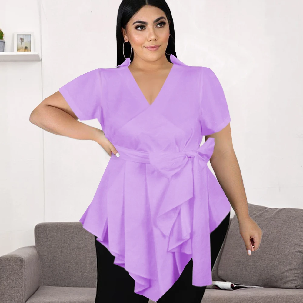 Plus Size Blouse V Neck Short Sleeve Irregular Ruffle High Waist Tunics Loose Casual Oversize 4XL 5XL Women Clothing Lady Tops
Plus Size Blouse V Neck Short Sleeve Irregular Ruffle High Waist Tunics Loose Casual Oversize 4XL 5XL Women Clothing Lady Tops
