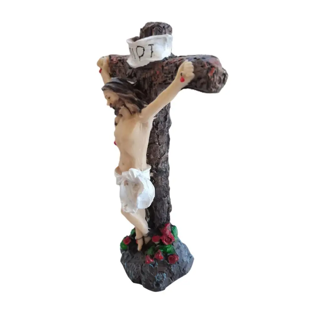 

Jesus Cross Resin Miniature Figurine Sculpture For Home Decoration Christ Jesus Statues Mary Joseph Miniature