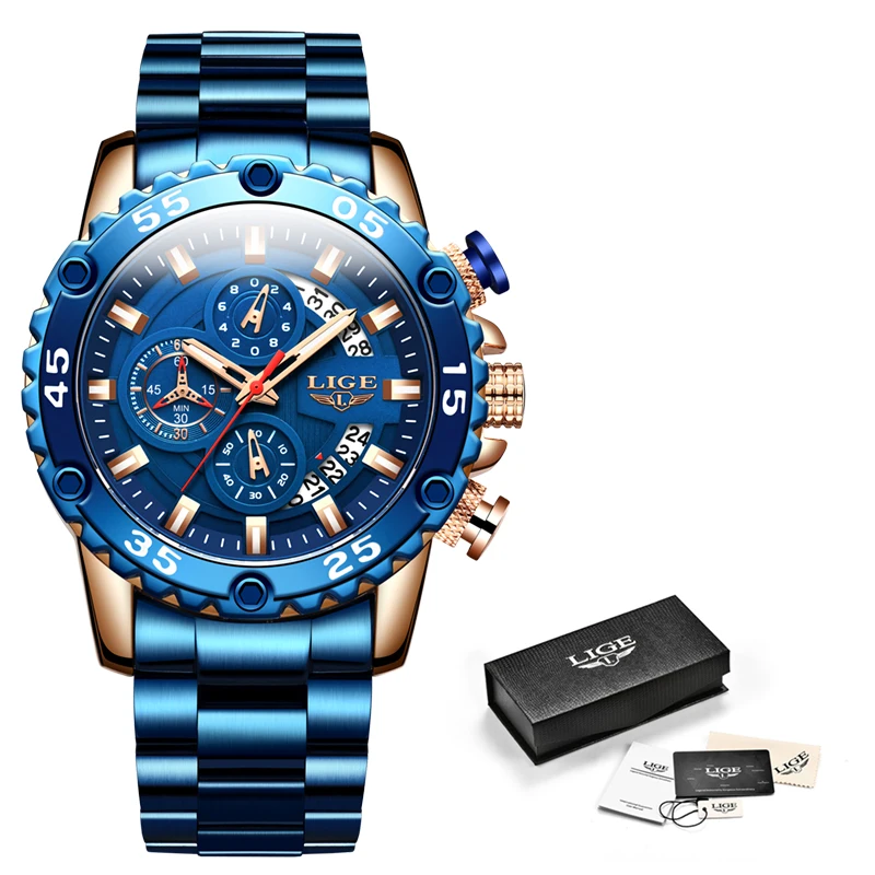 Business Fashion Mens Watches LIGE Top Brand Luxury Watch Men Stainless Steel Big Dial Waterproof Sport Quartz Clock Chronograph
Business Fashion Mens Watches LIGE Top Brand Luxury Watch Men Stainless Steel Big Dial Waterproof Sport Quartz Clock Chronograph
