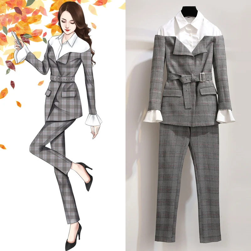 Goddess 2 Piece Set Women Pant And Top Plaid Korean Set Office Lady Women Matching Set Outfit Fashion Top&pants Set Women's Suit
Goddess 2 Piece Set Women Pant And Top Plaid Korean Set Office Lady Women Matching Set Outfit Fashion Top&pants Set Women's Suit