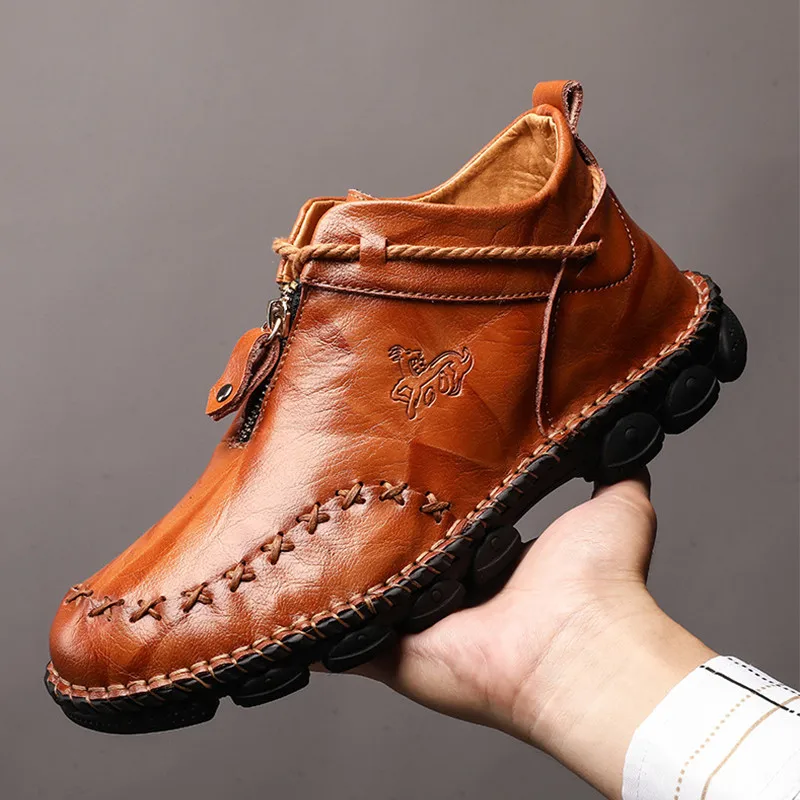 High Quality Genuine Leather Men Boots Fashion Zipper Shoes Male Cow Leather Man Brown Ankle Boots 2021 Autumn Plus Size 38-48
High Quality Genuine Leather Men Boots Fashion Zipper Shoes Male Cow Leather Man Brown Ankle Boots 2021 Autumn Plus Size 38-48