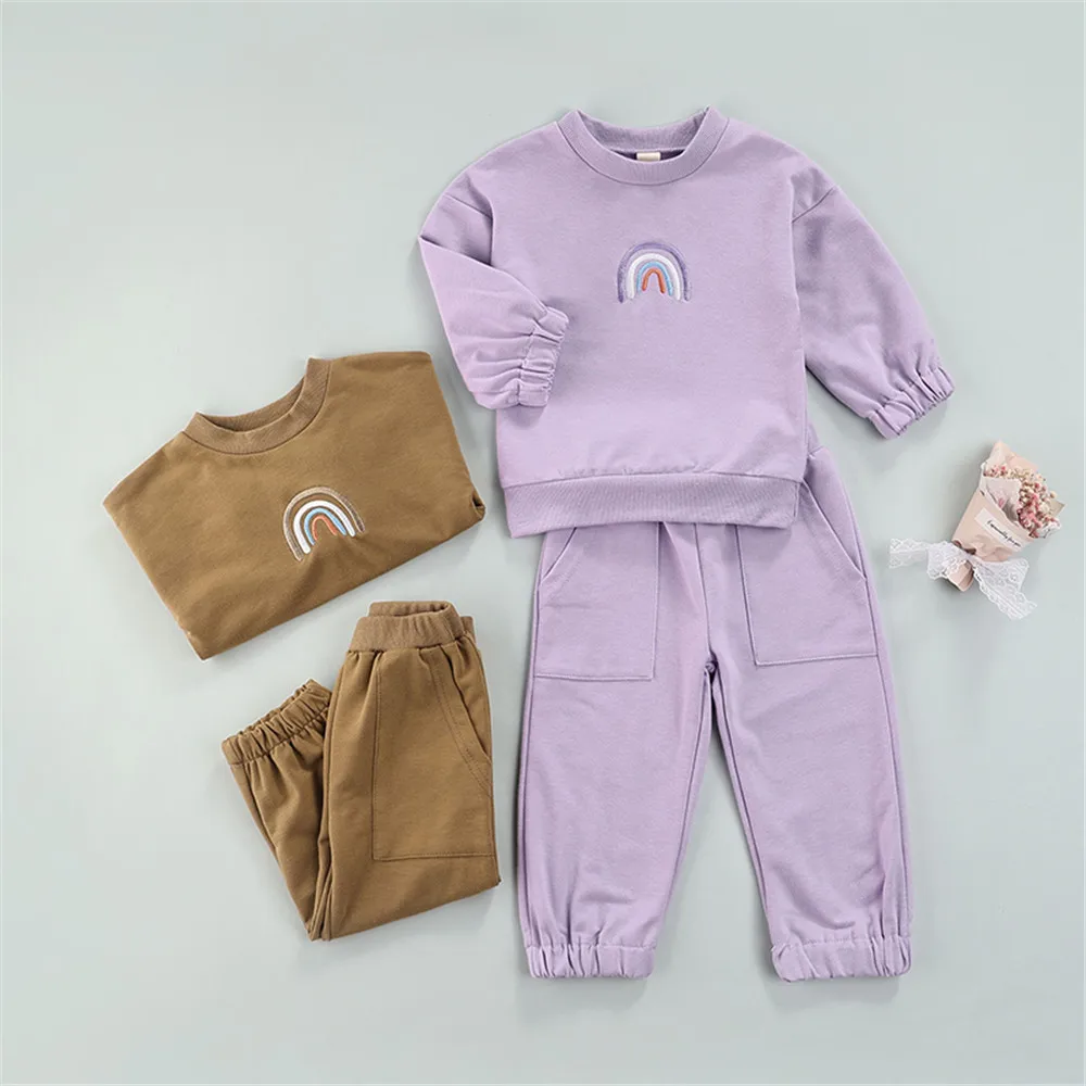 1-5 Years Toddler Kids Girls Boys 2Pcs Tracksuit Rainbow Embroidery Long Sleeve Sweatshirts Pullover Pants Spring Autumn
1-5 Years Toddler Kids Girls Boys 2Pcs Tracksuit Rainbow Embroidery Long Sleeve Sweatshirts Pullover Pants Spring Autumn