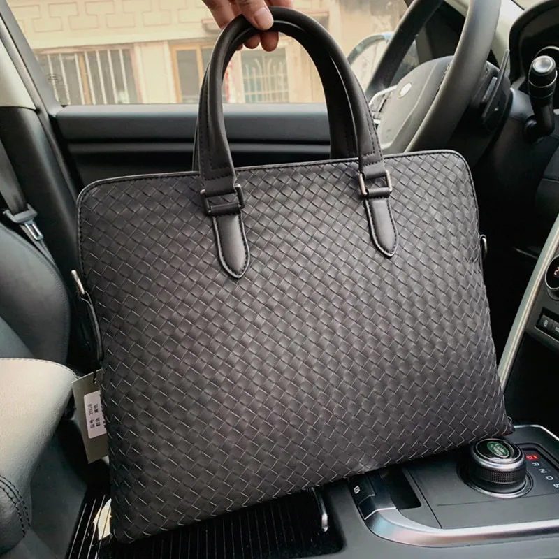 

Мужской портфель, тканая сумка для компьютера, мужская и женская Портативная сумка-мессенджер формата а4 для мужчин, высококачественный рос...
