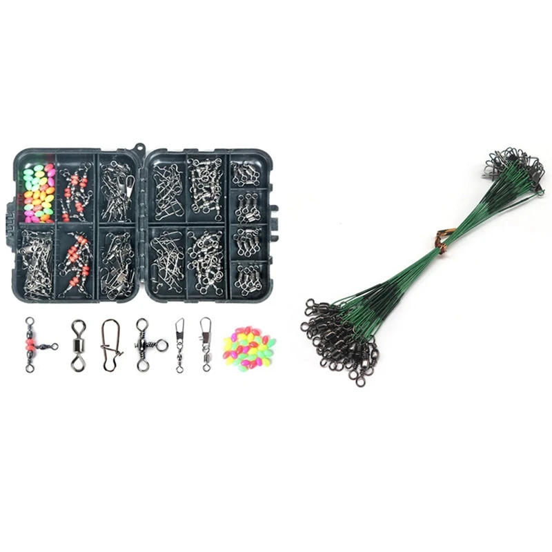 24PCS Fishing Lure Trace Wire Leader Line Swivel Tackle Spinner 15CM & 140 Pcs Fishing Kit Set with Fishing Tackle Box
24PCS Fishing Lure Trace Wire Leader Line Swivel Tackle Spinner 15CM & 140 Pcs Fishing Kit Set with Fishing Tackle Box