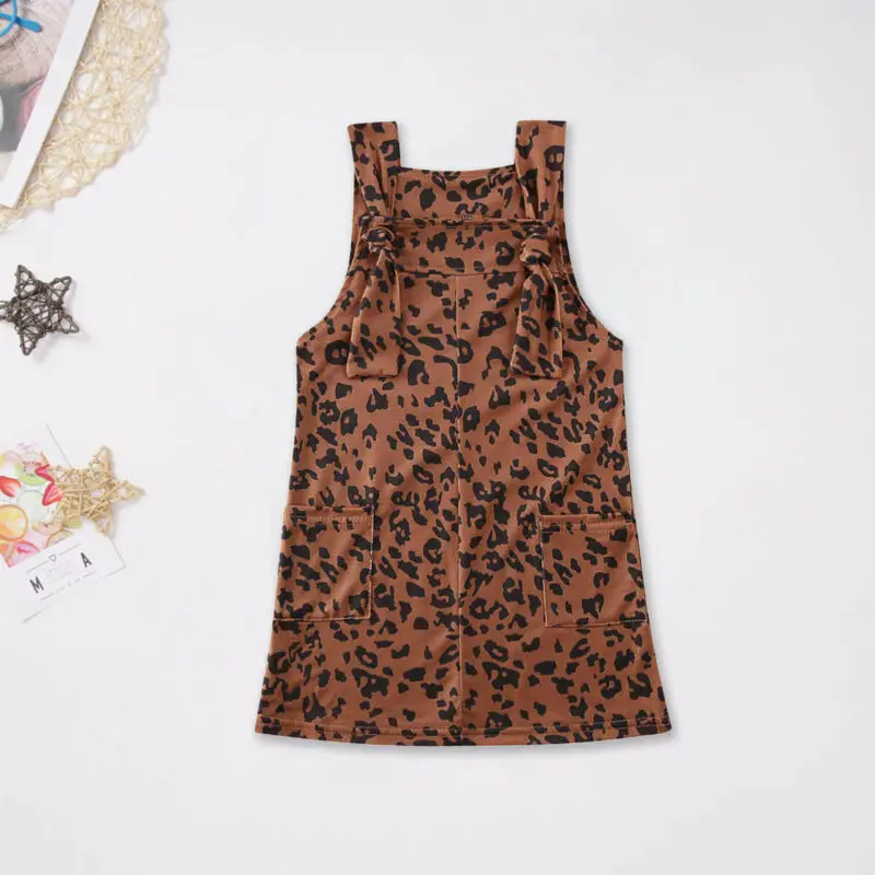 Imcute Baby Spring Autumn Fashion Toddler Kids Girls Clothes Overalls Dress Leopard Dungaree Skirt Outfits | Мать и ребенок