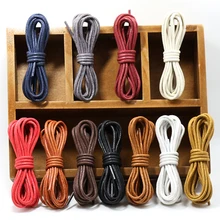1Pair Leather Shoelaces Cotton Waxed Round Waterproof Shoes Strings Boot Shoes Laces Classic Fashion For Strings 60cm-180cm