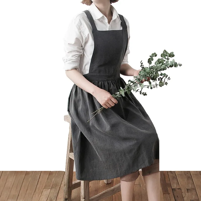 Fashion Washed Cotton Linen Apron Female Nordic Literary Style Coffee Shop Home Kitchen Baking Restaurant Floral Painting Apron 
Fashion Washed Cotton Linen Apron Female Nordic Literary Style Coffee Shop Home Kitchen Baking Restaurant Floral Painting Apron