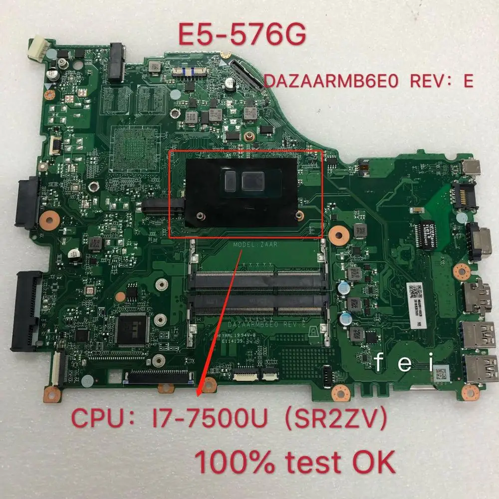 DAZAARMB6E0 REV: E ZAAR NBGRY1100C8 для Acer Aspire E5-576 E5-576G I7-7500U ноутбуков CPU: DDR3 100% Test Ok
DAZAARMB6E0 REV: E ZAAR NBGRY1100C8 для Acer Aspire E5-576 E5-576G I7-7500U ноутбуков CPU: DDR3 100% Test Ok