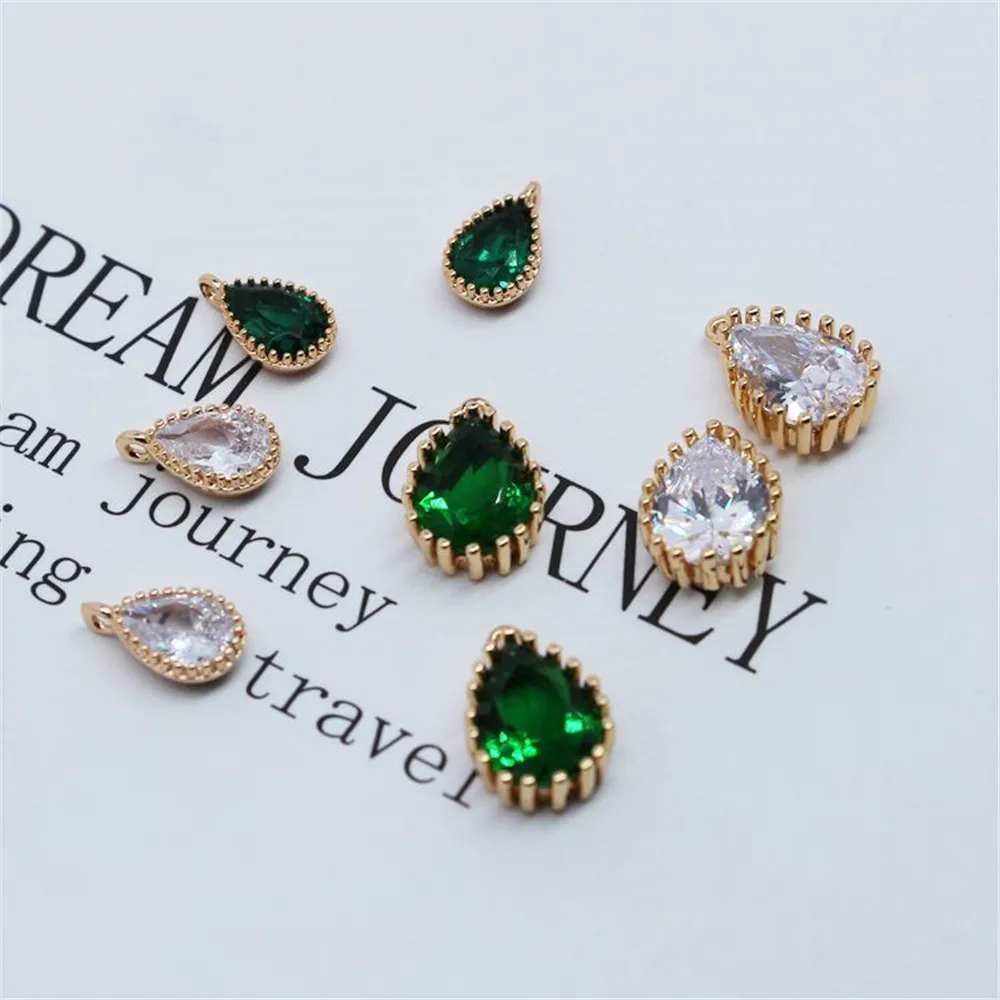 18K copper bag gold color set zircon water drop pendant handmade diy necklace pendant earrings accessories material 
18K copper bag gold color set zircon water drop pendant handmade diy necklace pendant earrings accessories material