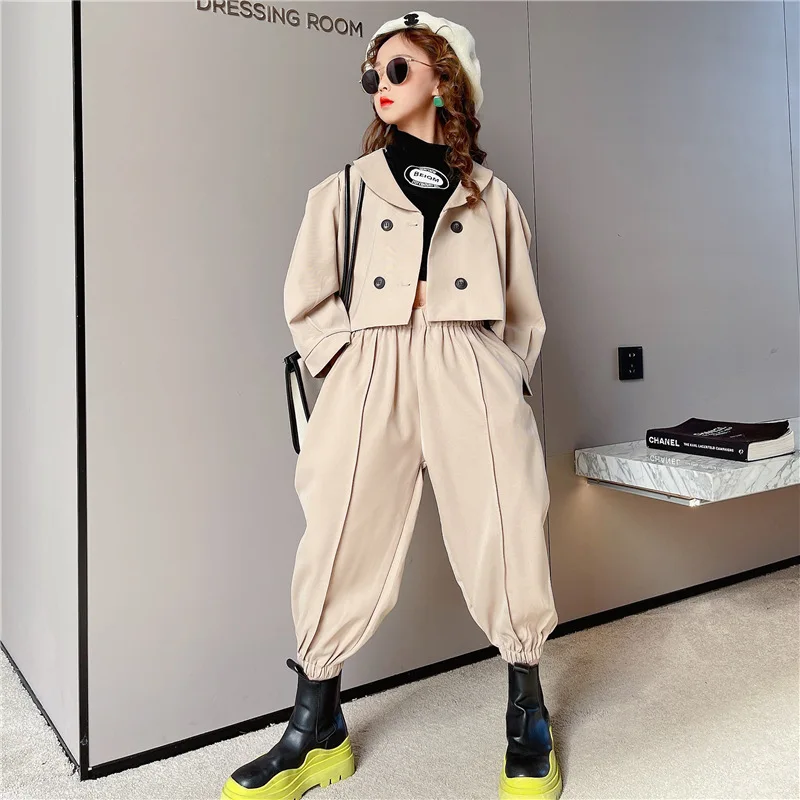Teen Girl Clothes Suit 2021 Spring Black Khaki Kids Clothing Fashion Coat+Pants 2Pcs Sets Children Girls Casual Outfits 5-14 Yrs
Teen Girl Clothes Suit 2021 Spring Black Khaki Kids Clothing Fashion Coat+Pants 2Pcs Sets Children Girls Casual Outfits 5-14 Yrs