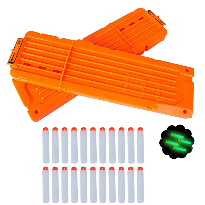 2 Pack 18-Dart Quick Reload Clip With 20pcs Luminous Dart Refill Soft Bullets For Nerf Toy Guns N-Strike Elite Series (Orange)
2 Pack 18-Dart Quick Reload Clip With 20pcs Luminous Dart Refill Soft Bullets For Nerf Toy Guns N-Strike Elite Series (Orange)