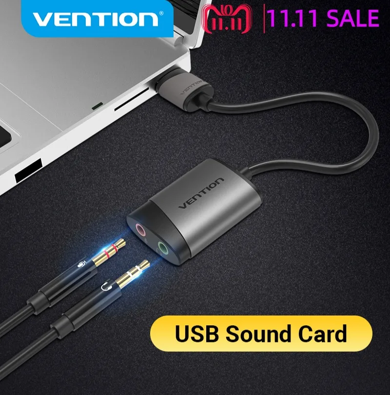Vention Mini External USB Sound Card USB To 3.5mm headphone Adapter Audio Card For Mic Speaker Laptop PS4 Computer SoundCard hot
Vention Mini External USB Sound Card USB To 3.5mm headphone Adapter Audio Card For Mic Speaker Laptop PS4 Computer SoundCard hot