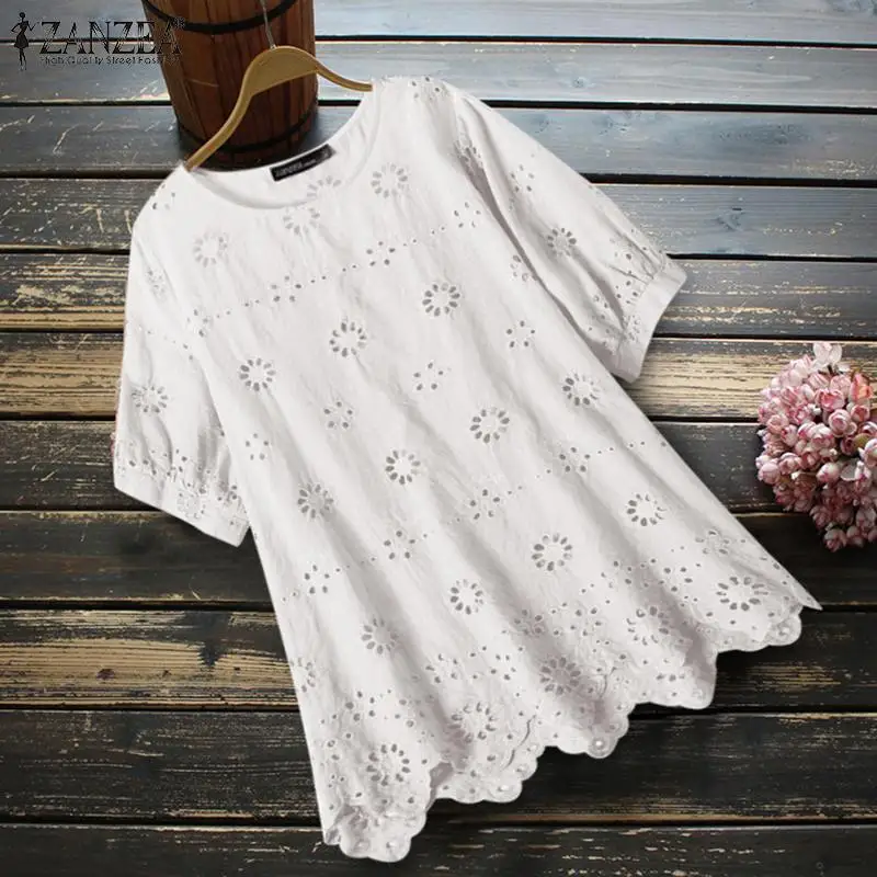ZANZEA 2021 Female Casual O neck Short Sleeve Embroidery Blusas Tunic Oversized Lace Tops Chemise Women Bohemian Summer Blouses
ZANZEA 2021 Female Casual O neck Short Sleeve Embroidery Blusas Tunic Oversized Lace Tops Chemise Women Bohemian Summer Blouses