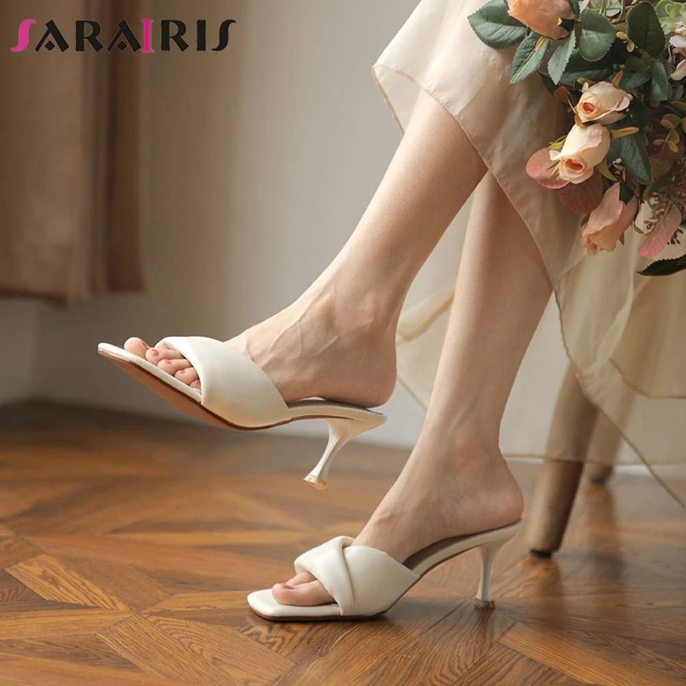 SARAIRIS Luxury 2021 Elegant Concise Women's Slippers Summer Square Toe Thin High Heels Ladies Slides Vacation Shoes Woman
SARAIRIS Luxury 2021 Elegant Concise Women's Slippers Summer Square Toe Thin High Heels Ladies Slides Vacation Shoes Woman
