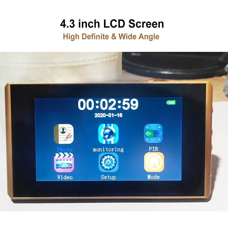 Video Eye Camera Motion Detection 4.3 Inch Monitor Video Doorbell Door Viewer Night Vision Support Motion Detection
Video Eye Camera Motion Detection 4.3 Inch Monitor Video Doorbell Door Viewer Night Vision Support Motion Detection