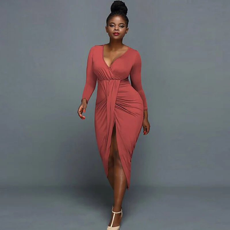 GAOKE Autumn Dress Sexy Deep V-Neck Party Dress Lady Bodycon Sheath Pleated Split Asymmetrical Dress Vestido Women Clothing
GAOKE Autumn Dress Sexy Deep V-Neck Party Dress Lady Bodycon Sheath Pleated Split Asymmetrical Dress Vestido Women Clothing