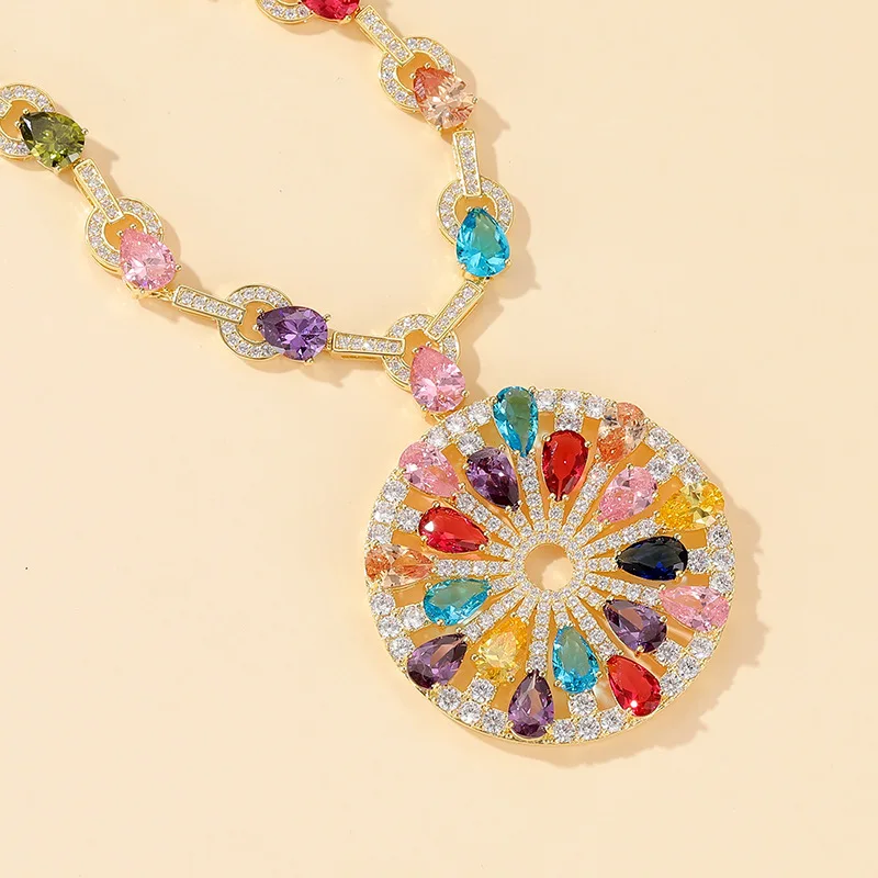 Women's multi color cubic zircon crystal stone Geometric flower pendant necklaces gold color party Jewellery wholesale
Women's multi color cubic zircon crystal stone Geometric flower pendant necklaces gold color party Jewellery wholesale