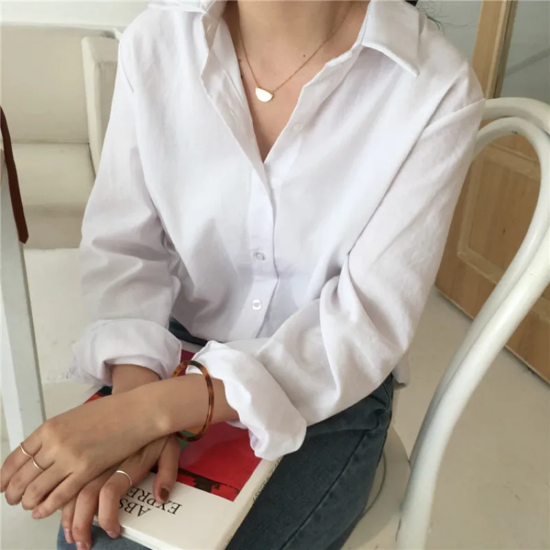 New Spring Women Blouses Casual All-match White Shirt Female Single-breasted Full Sleeve Candy Color Loose Office Lady Shirts
New Spring Women Blouses Casual All-match White Shirt Female Single-breasted Full Sleeve Candy Color Loose Office Lady Shirts