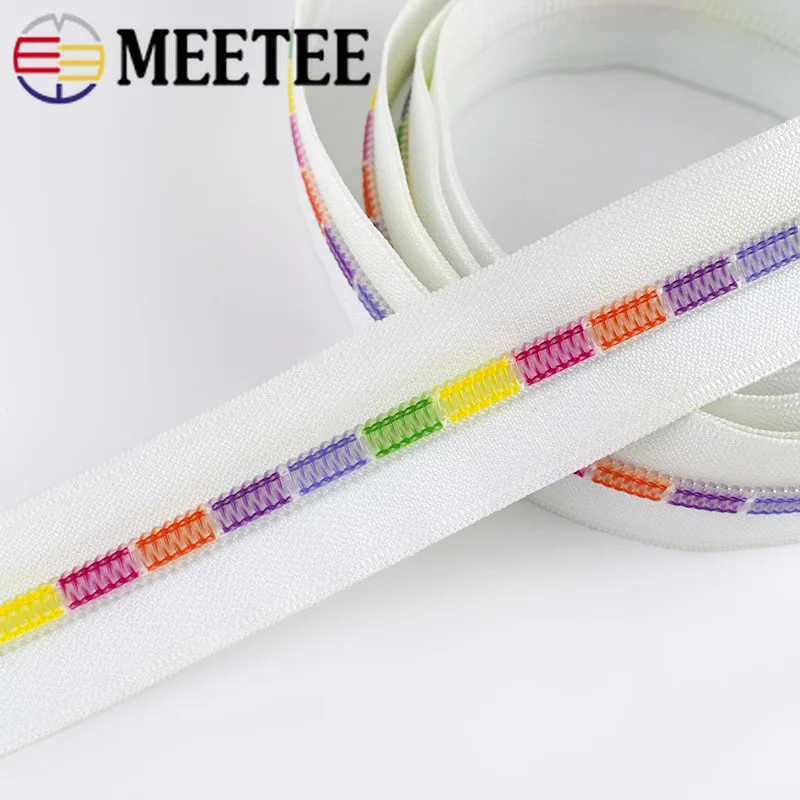Meetee 2/5/10 метров 5 # белые Цветные Зубы катушки нейлоновые застежки молнии для шитья
